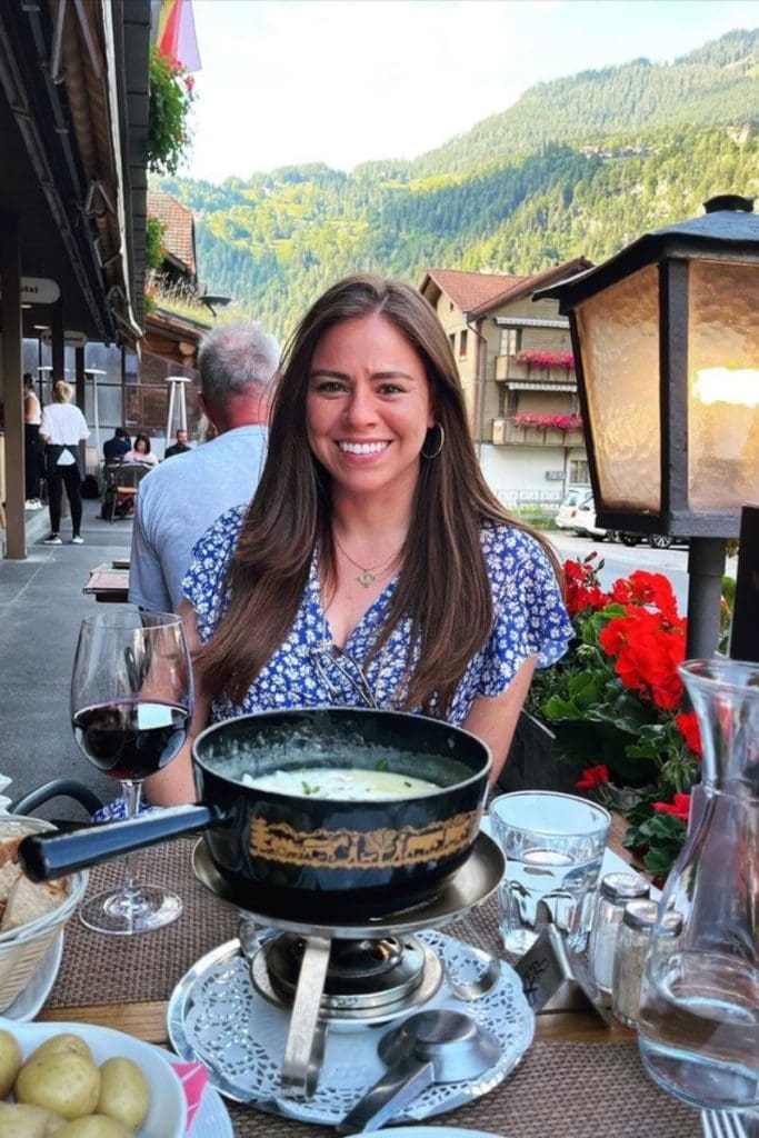 Fondue for two on our Switzerland to Italy road trip.