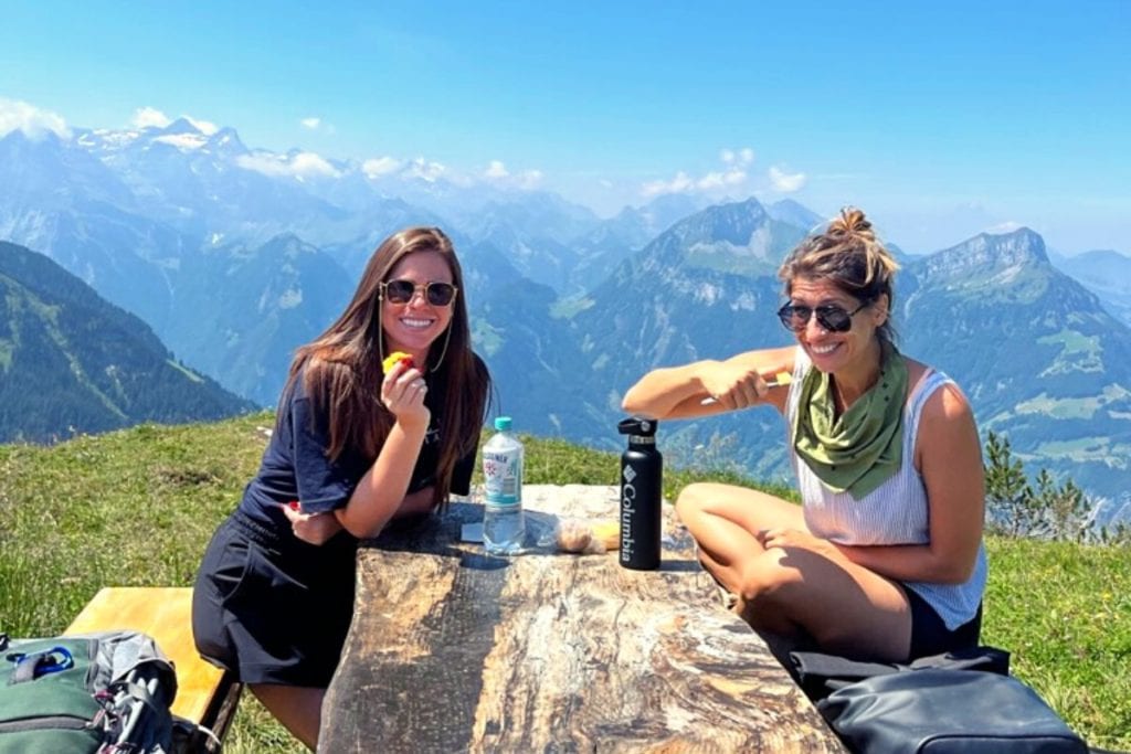 Lunch on the most spectacular ridge hike in the Switzerland to Italy road trip.