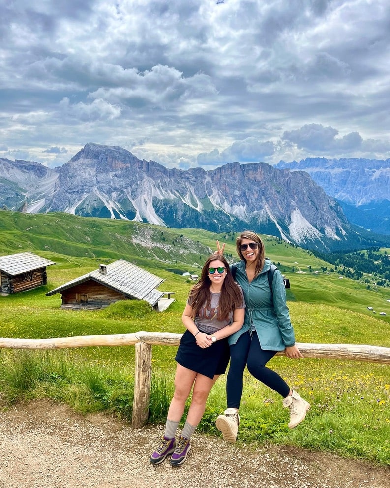 Us at the top of the town Ortisei, one of my favorite towns in the Dolomites.