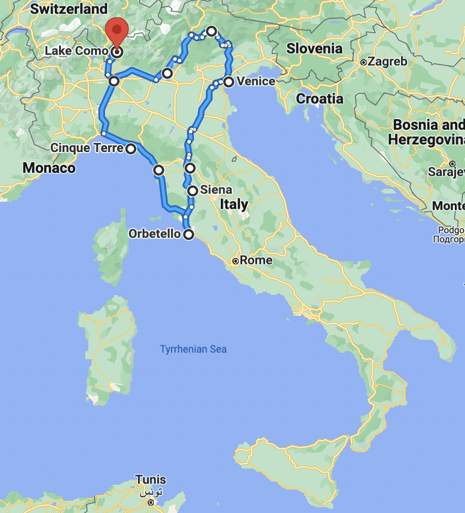 italy road trip in january