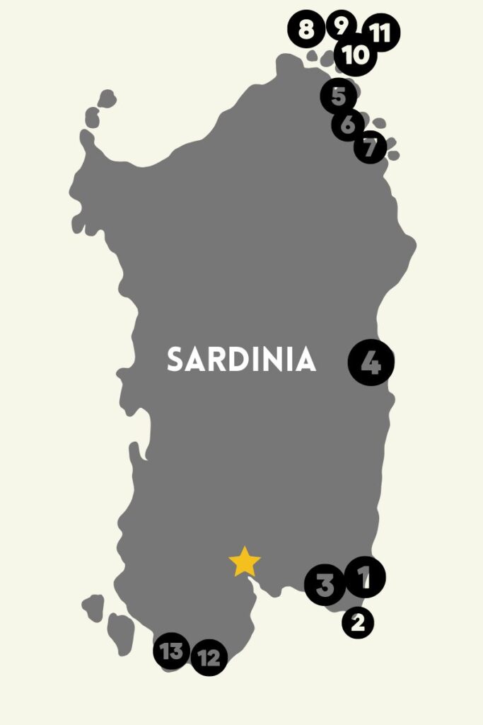 Map of Sardinia beaches based on my favorites.
