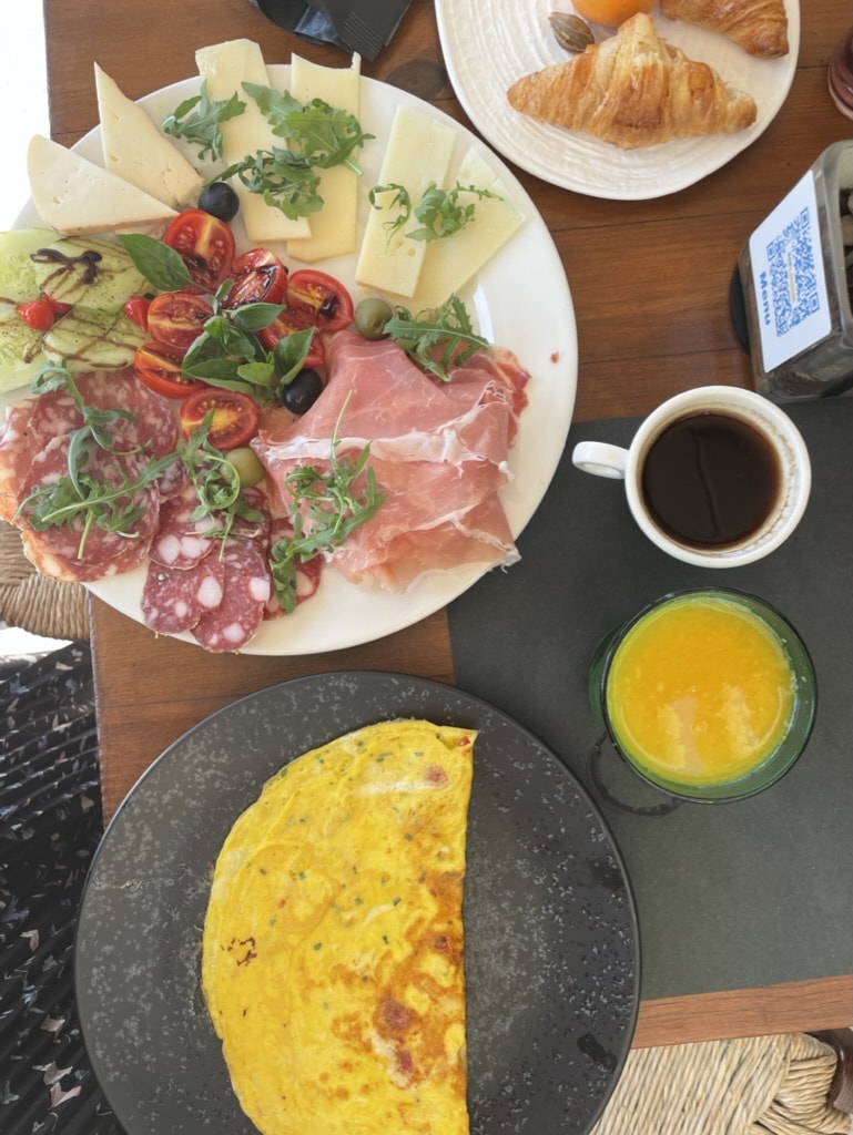 This is a full breakfast in Italy on Lake Garda.