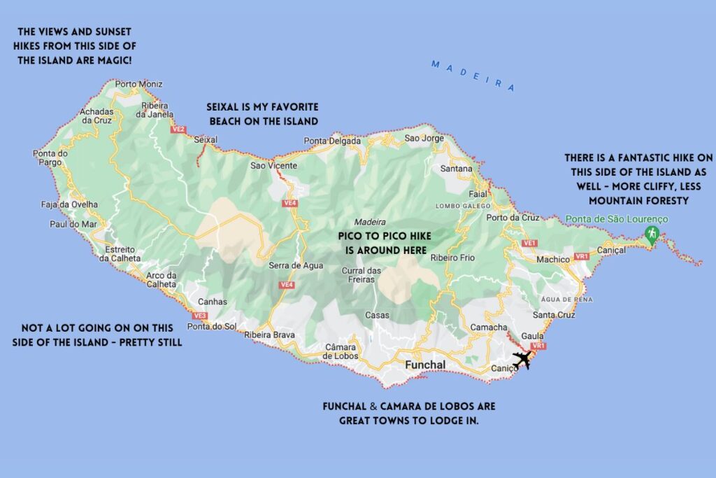 Map of Madeira and a few notes - the things to do in Madeira are linked in the article.