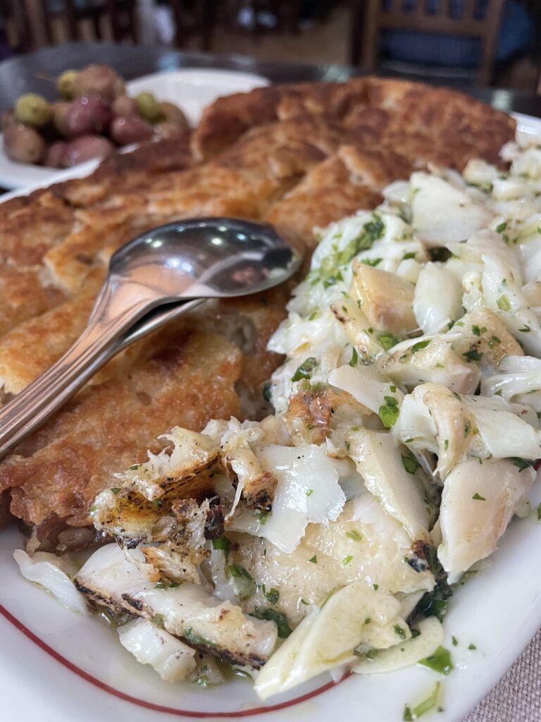 This is traditional cod fish, or bacalhao, in Portugal.