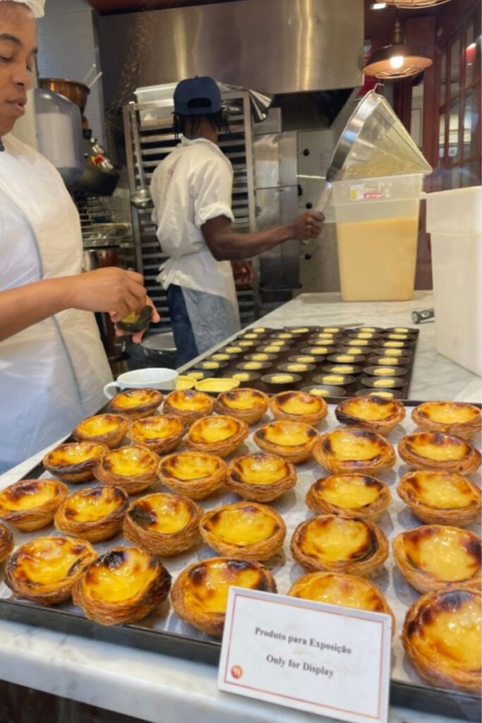 These are little egg custard pasteis de nata, a very popular treat in Portugal!
