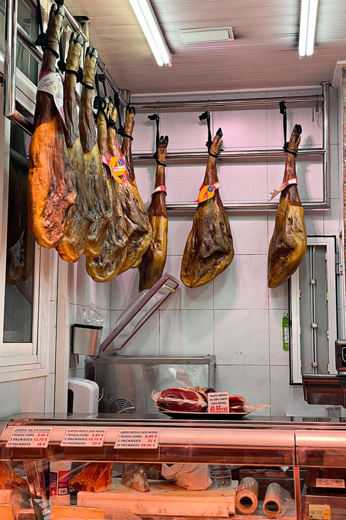Iberian ham is on of the best souvenirs you can get in Barcelona.