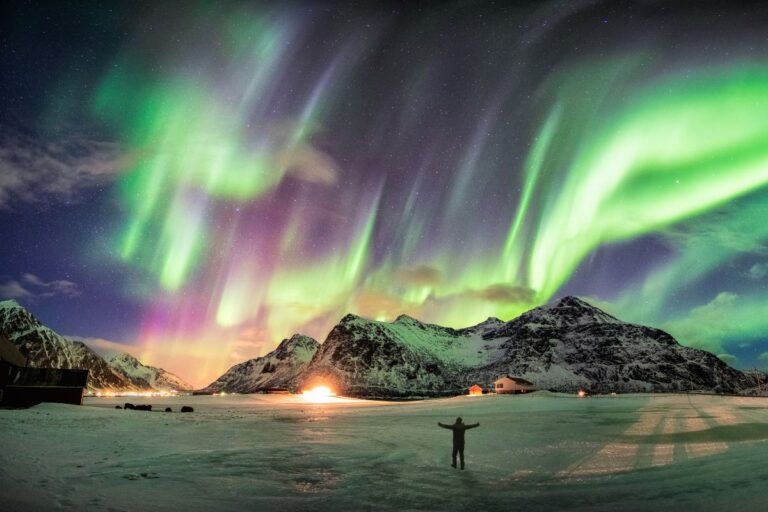 One of the best places to visit in Europe in March is the Lofoten Islands in Norway for the Northern Lights.