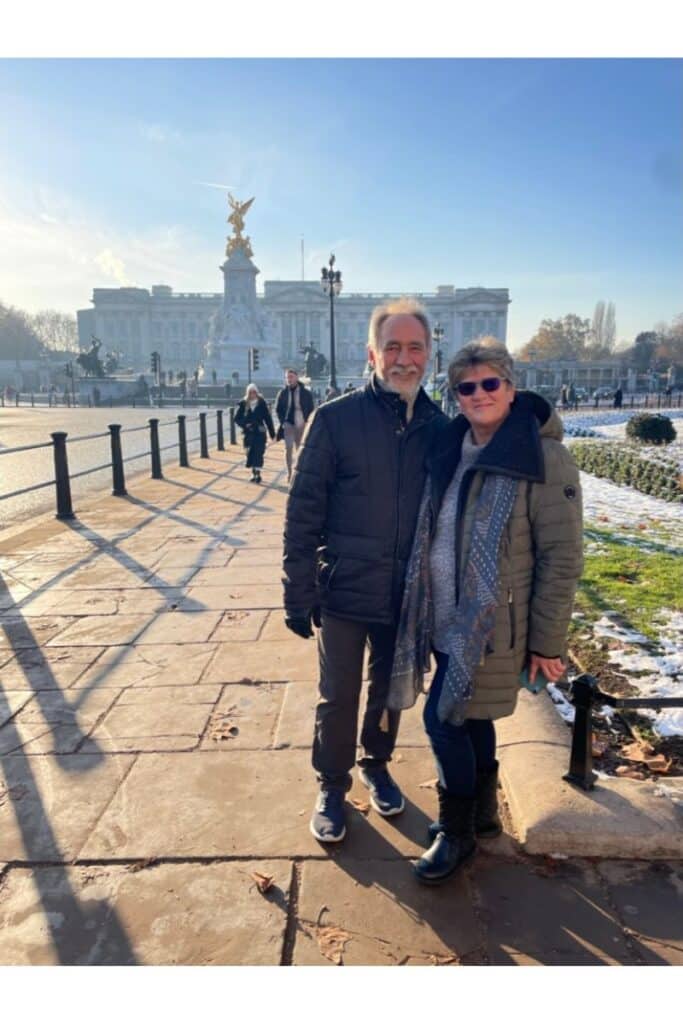 Mom and Dad at Buckingham Palace this past winter.