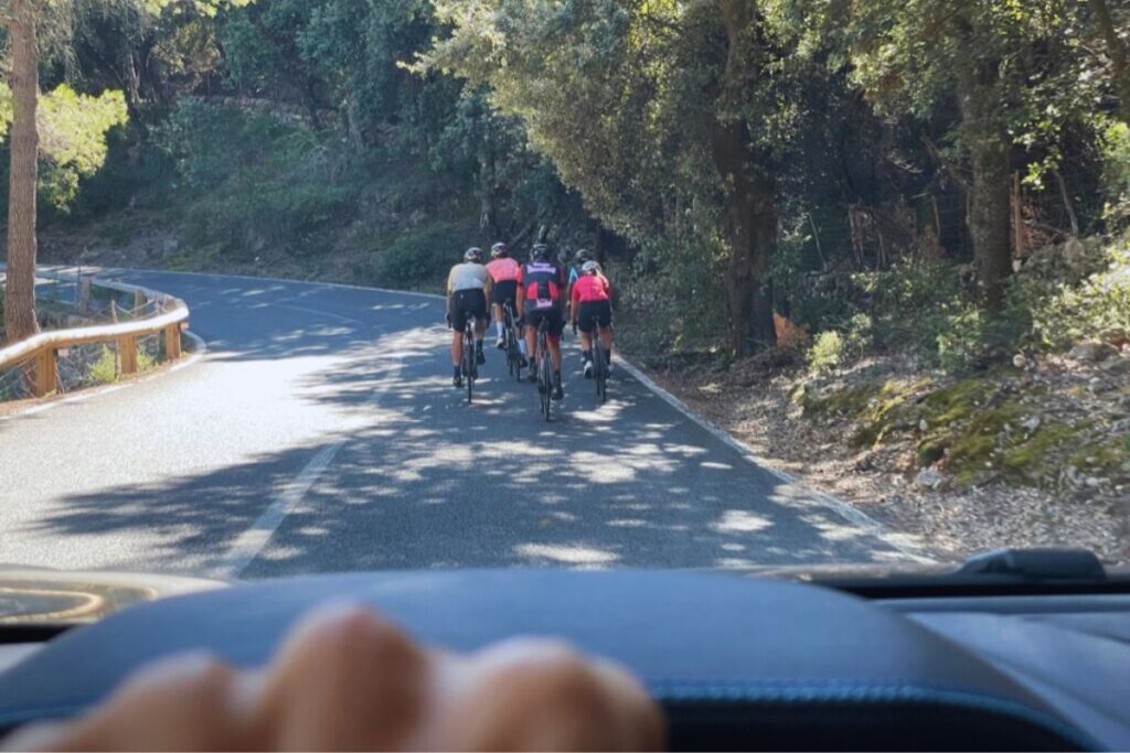 Cyclists on the road in my Mallorca road trip.