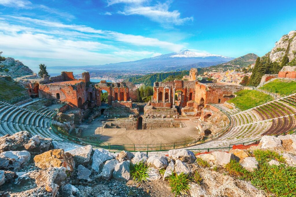 This is the view of Mt. Etna for Taormina, one of the highlights on the 7 day Sicily itinerary.