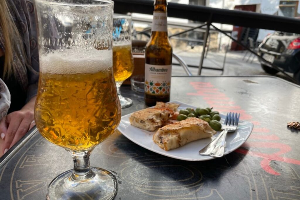 Example of free tapas they give you when you buy a beer in Granada.