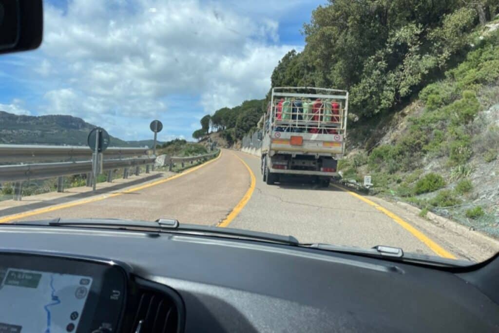 The roads and traffic in Sardinia.
