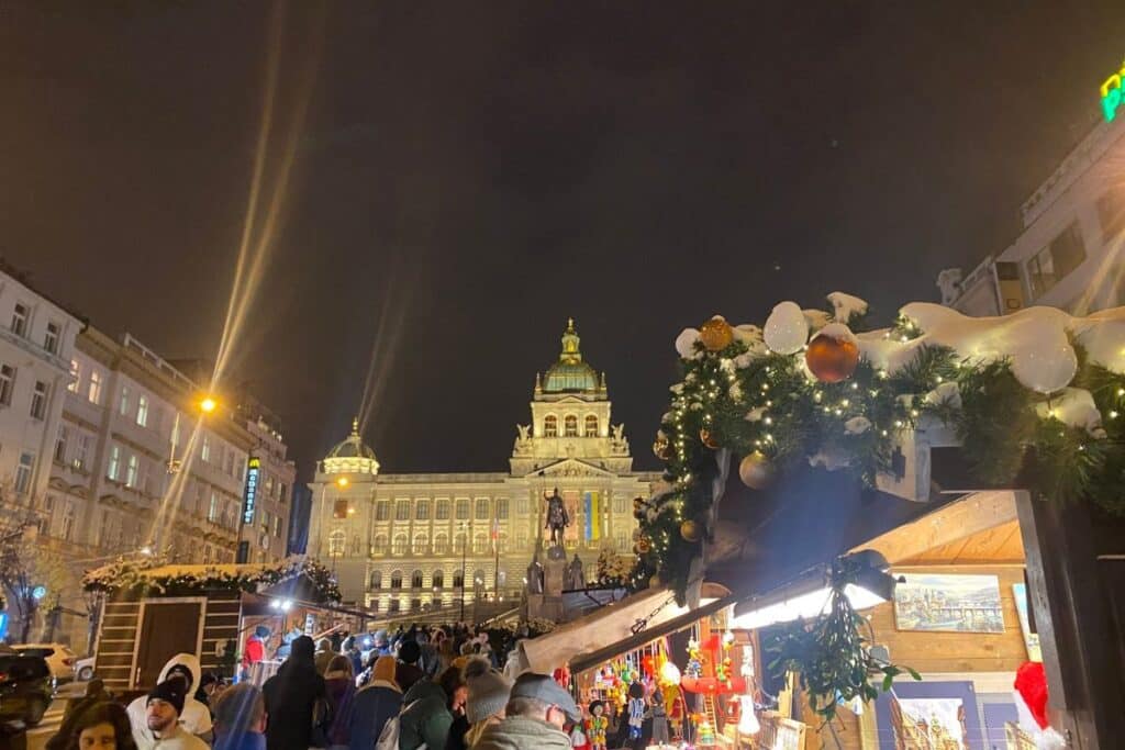 The Prague Christmas Market near the National Museum.