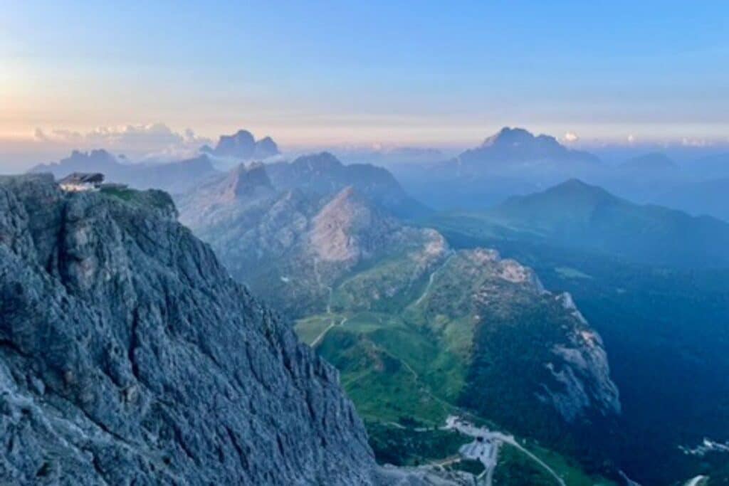 Sunrise at the top of Rifugio Lagazuoi.