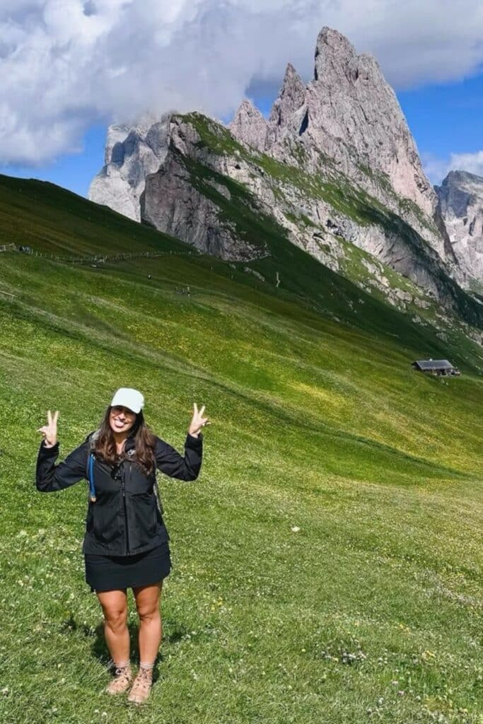 In Seceda, one of the day hikes on our 7 Day Dolomites Itinerary.