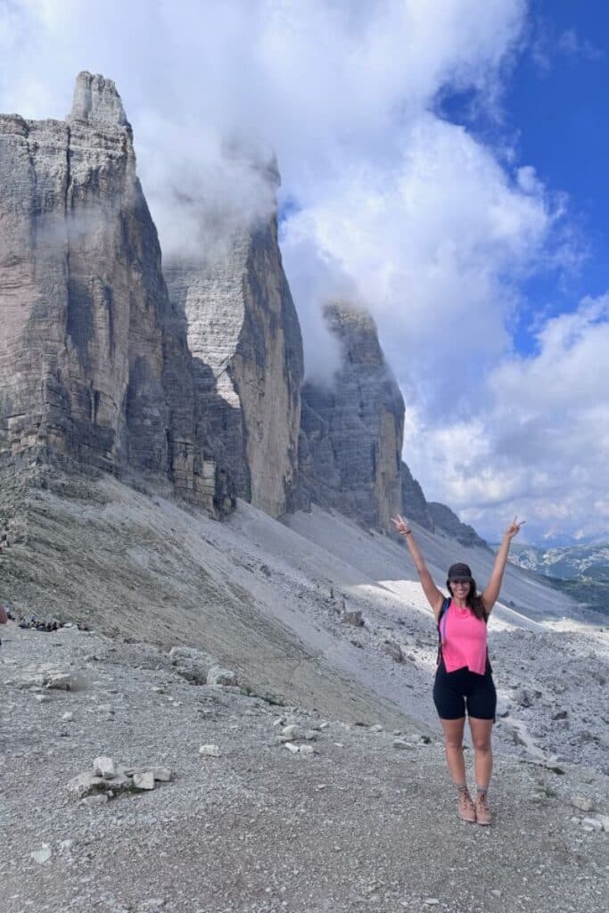 At Tri Cime, one of our day hikes on the 7 Day Dolomites Itinerary.