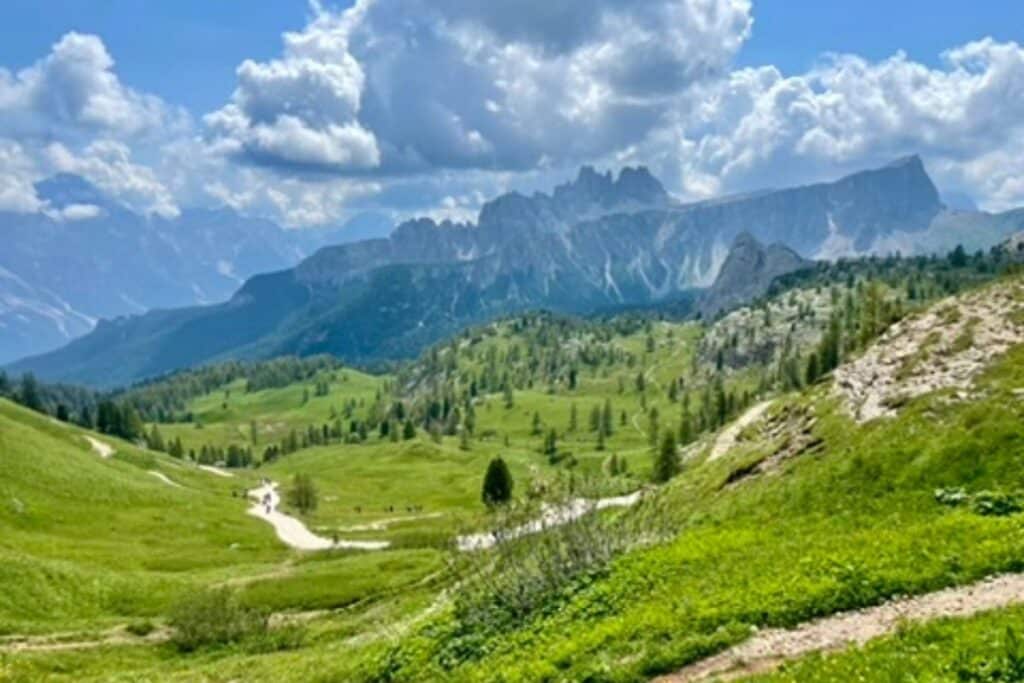 The views from Rifugio Scoiattoli on our 7 Day Dolomites road trip.