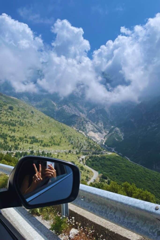 Traversing the Llogara Pass while driving in Albania.