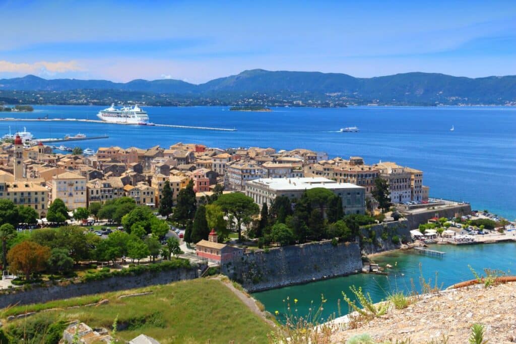 This is Corfu, but you can see Albania from across the short sea distance.