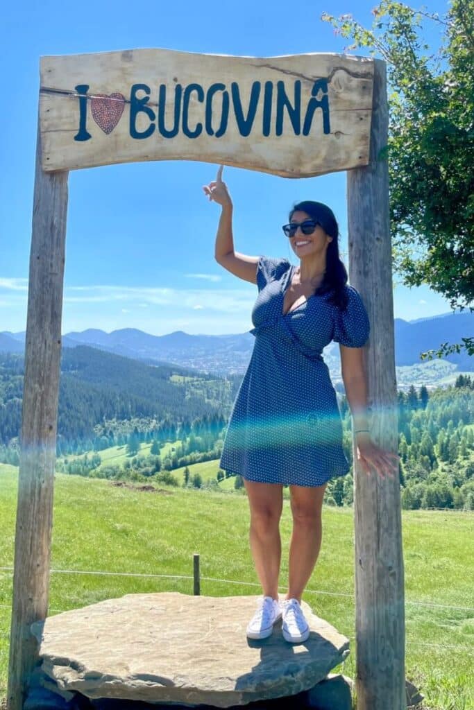 At the Panorama Bucovina on the Romania road trip.