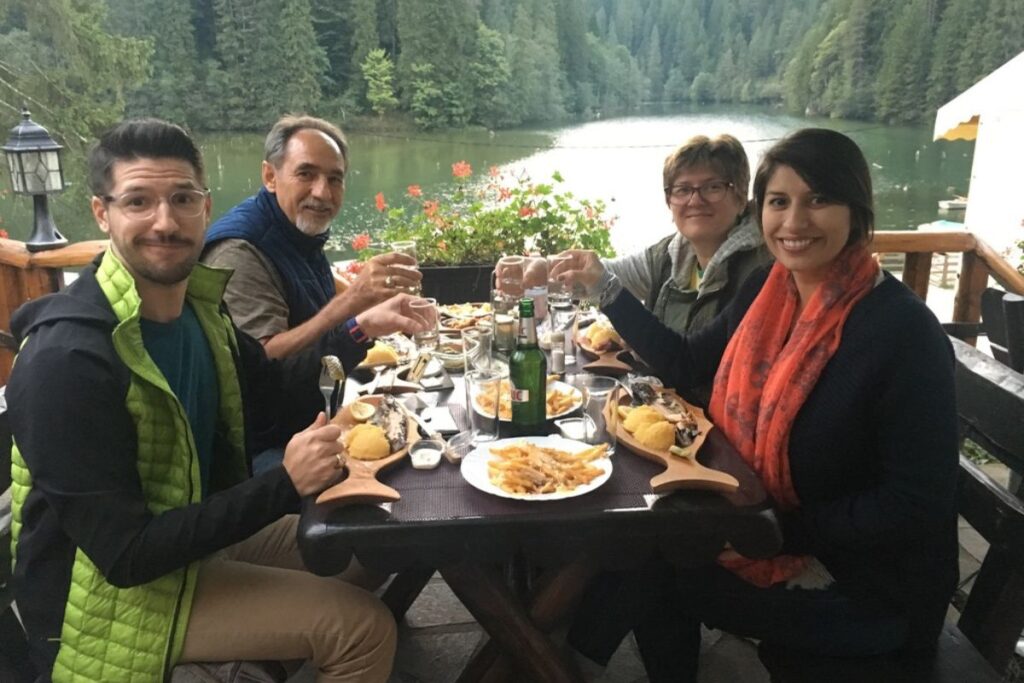 This is my family on another trip (when we were younger) to Romania at Lacul Rosu.