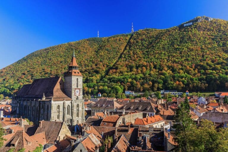 Views of Brasov in Romania during the fall.