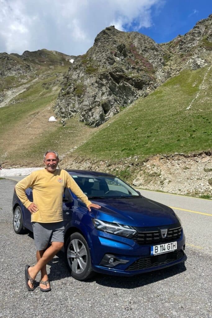 My dad and I on a road trip in Romania - we usually rent a Dacia.