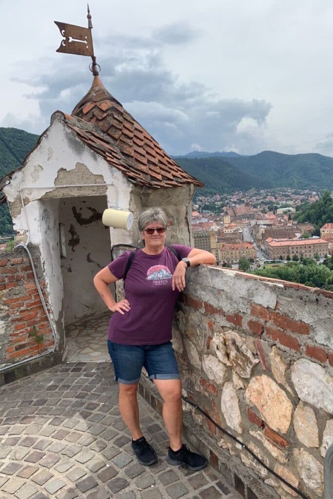 My mom at the Old Fort in Brasov.